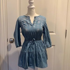 Guess girls faux denim long sleeve dress